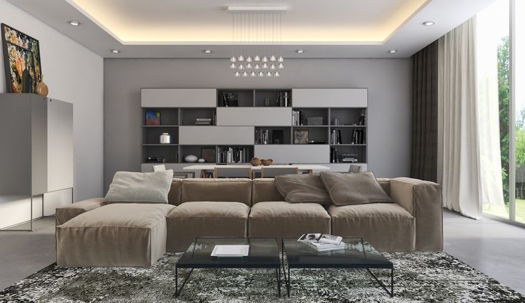 Serenity Heights modern bright interiors 3d rendering illustration